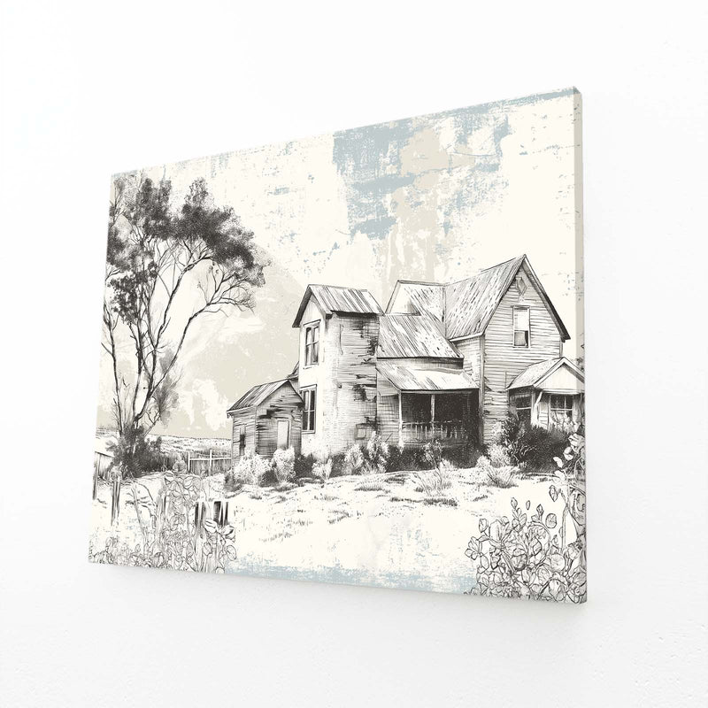 Vintage Sketch Farmhouse Farmhouse Art – vintage sketch farmhouse farmhouse canvas print