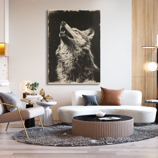 Vintage Wolf Wall Art — fantasy canvas print in brown tones, view 3