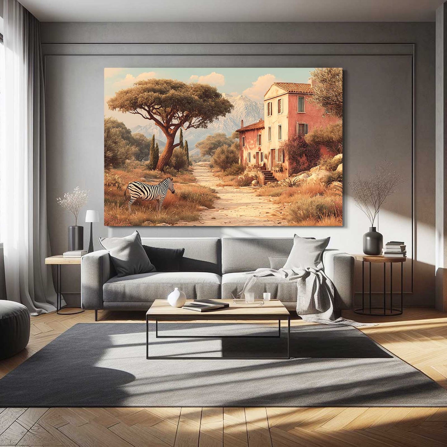 Vintage Zebra Wall Art – styled in a furnished interior