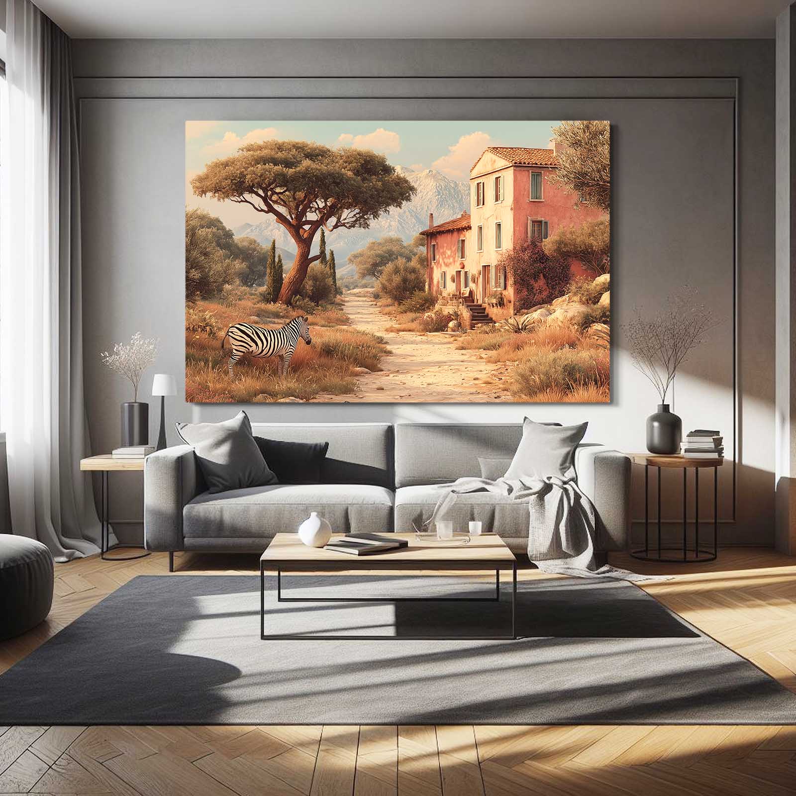 Vintage Zebra Wall Art – styled in a furnished interior