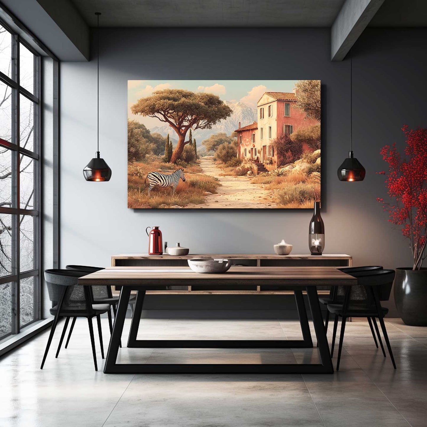 Vintage Zebra Wall Art – styled in a furnished interior