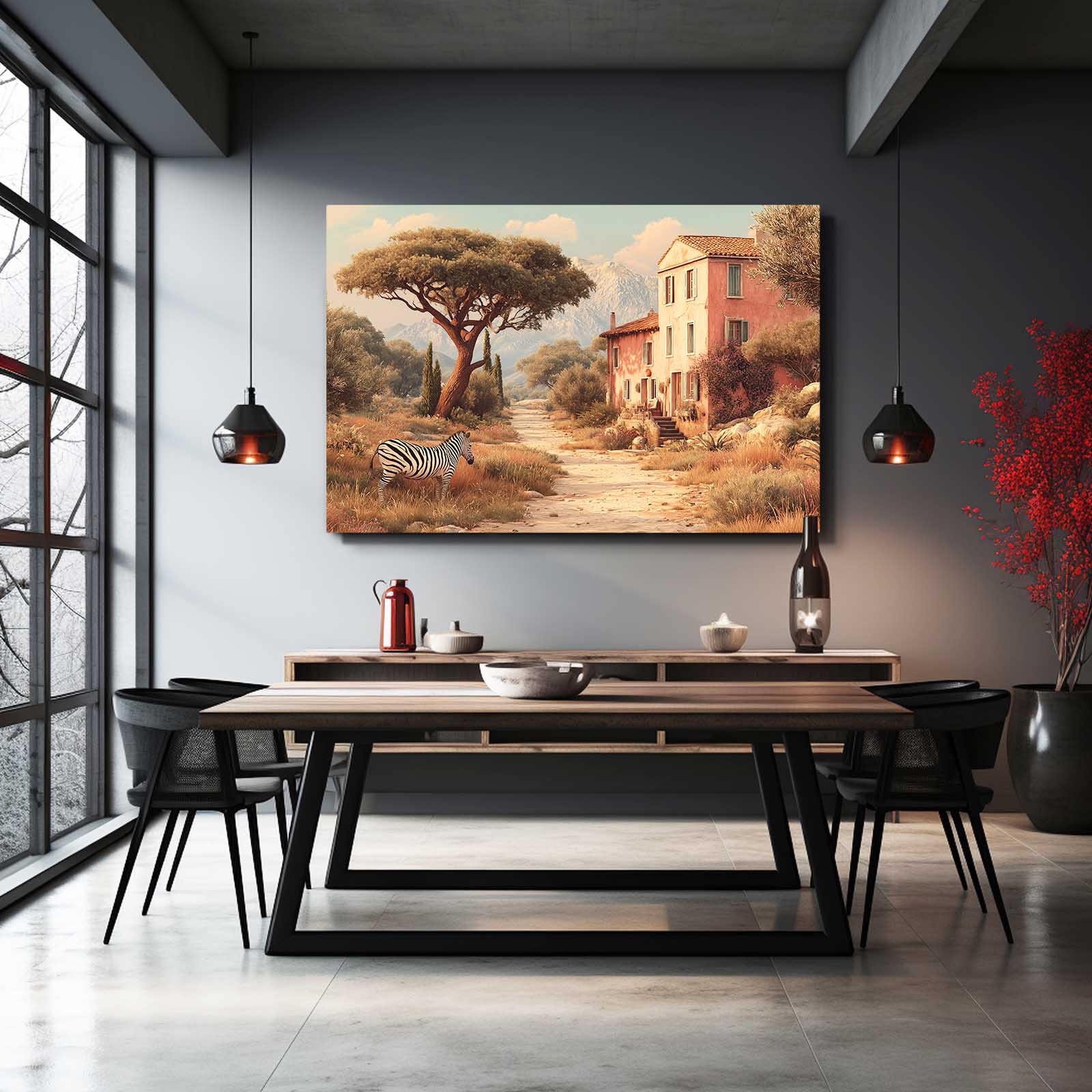 Vintage Zebra Wall Art – styled in a furnished interior