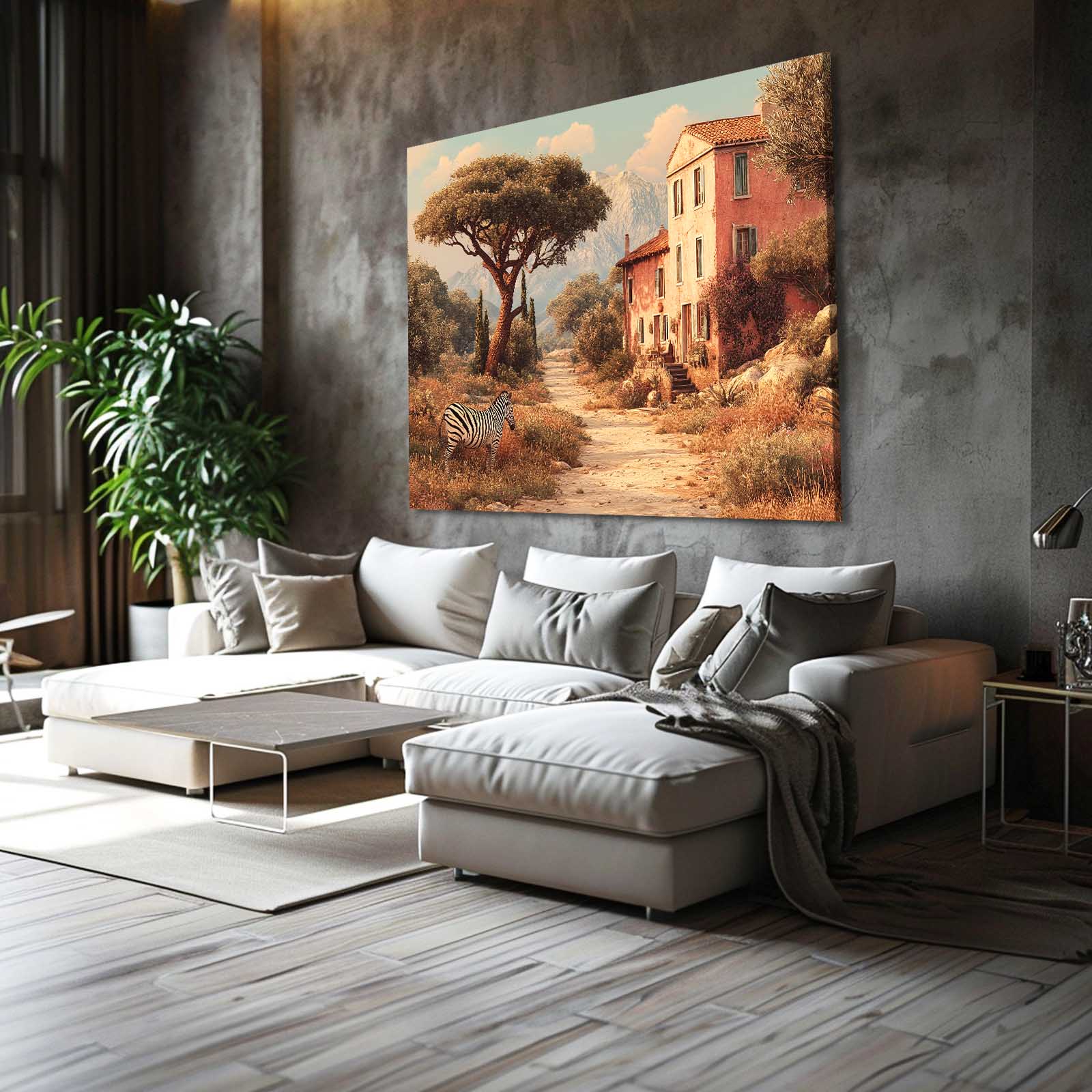 Vintage Zebra Wall Art – styled in a furnished interior