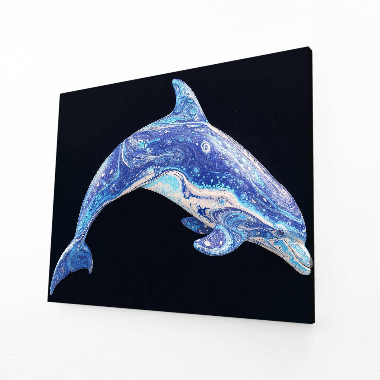 Violet Duet Dolphin Canvas – angled canvas view on white background