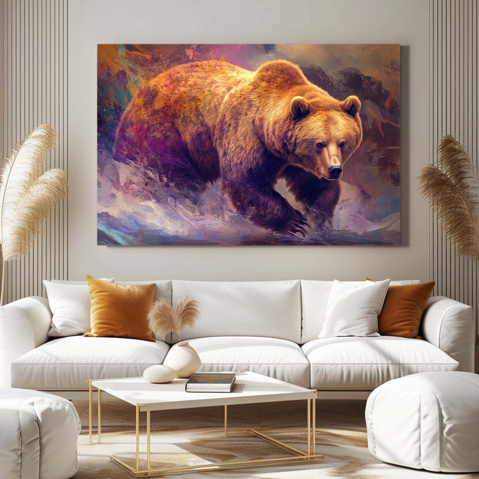 Violet Dust Charge Bear Canvas — abstract canvas print, styled in a furnished interior