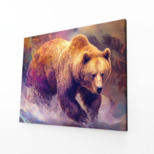 Violet Dust Charge Bear Canvas — abstract canvas print, angled canvas view on white background