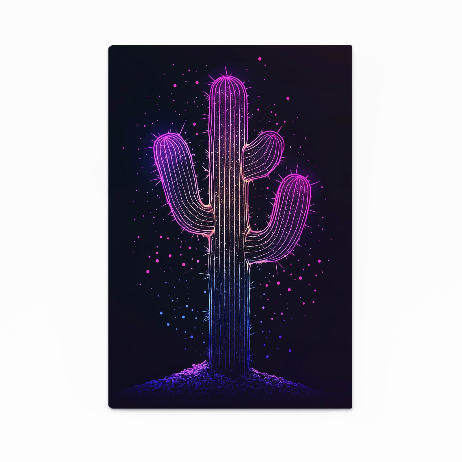 Violet Neon Outline Cactus Canvas – violet neon outline cactus canvas print