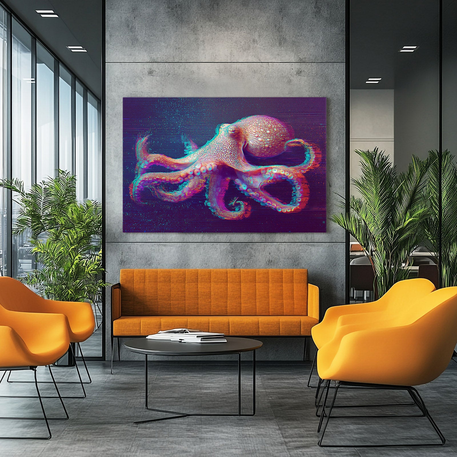 Violet Tentacles Octopus Wall Decor – styled in a furnished interior