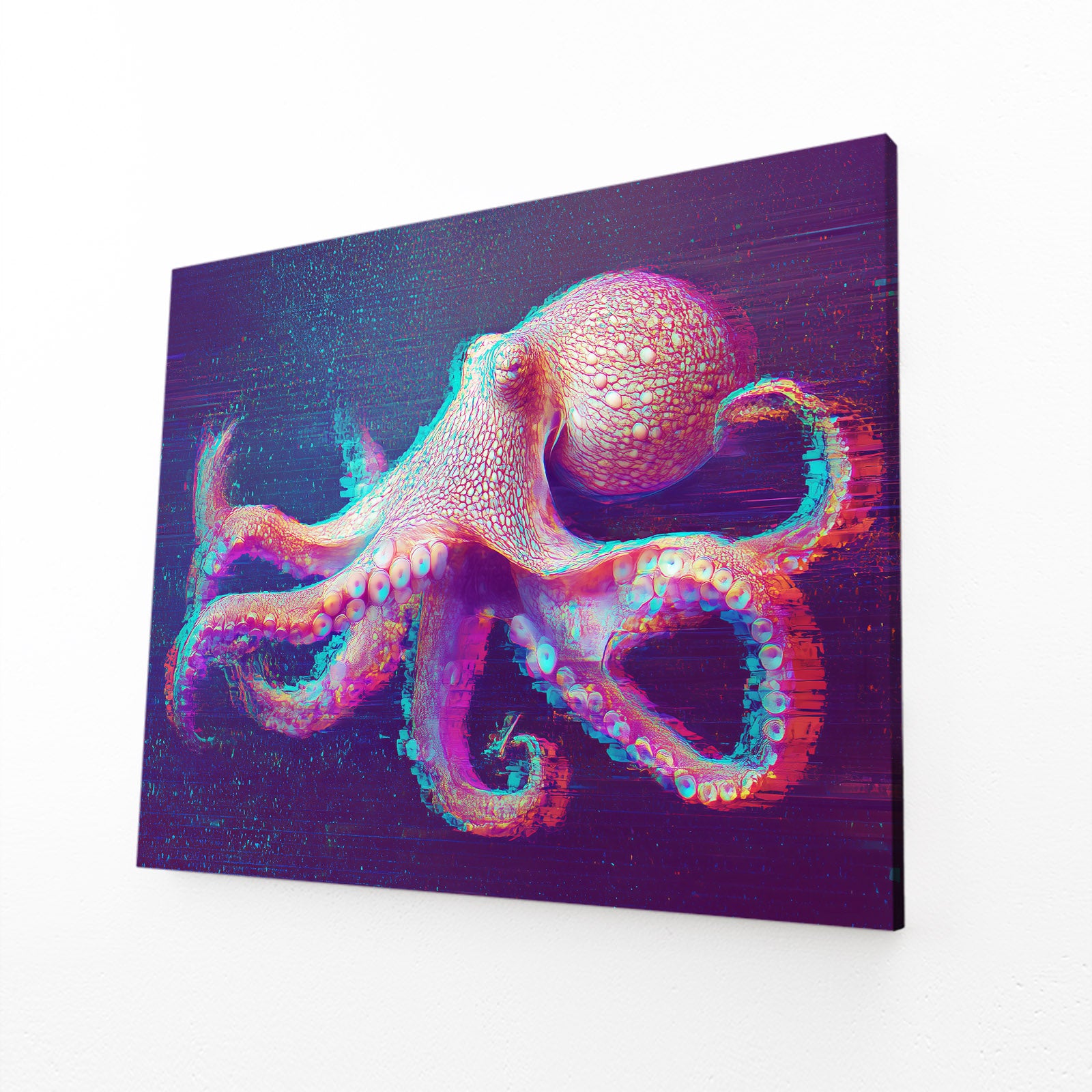Violet Tentacles Octopus Wall Decor – angled canvas view on white background