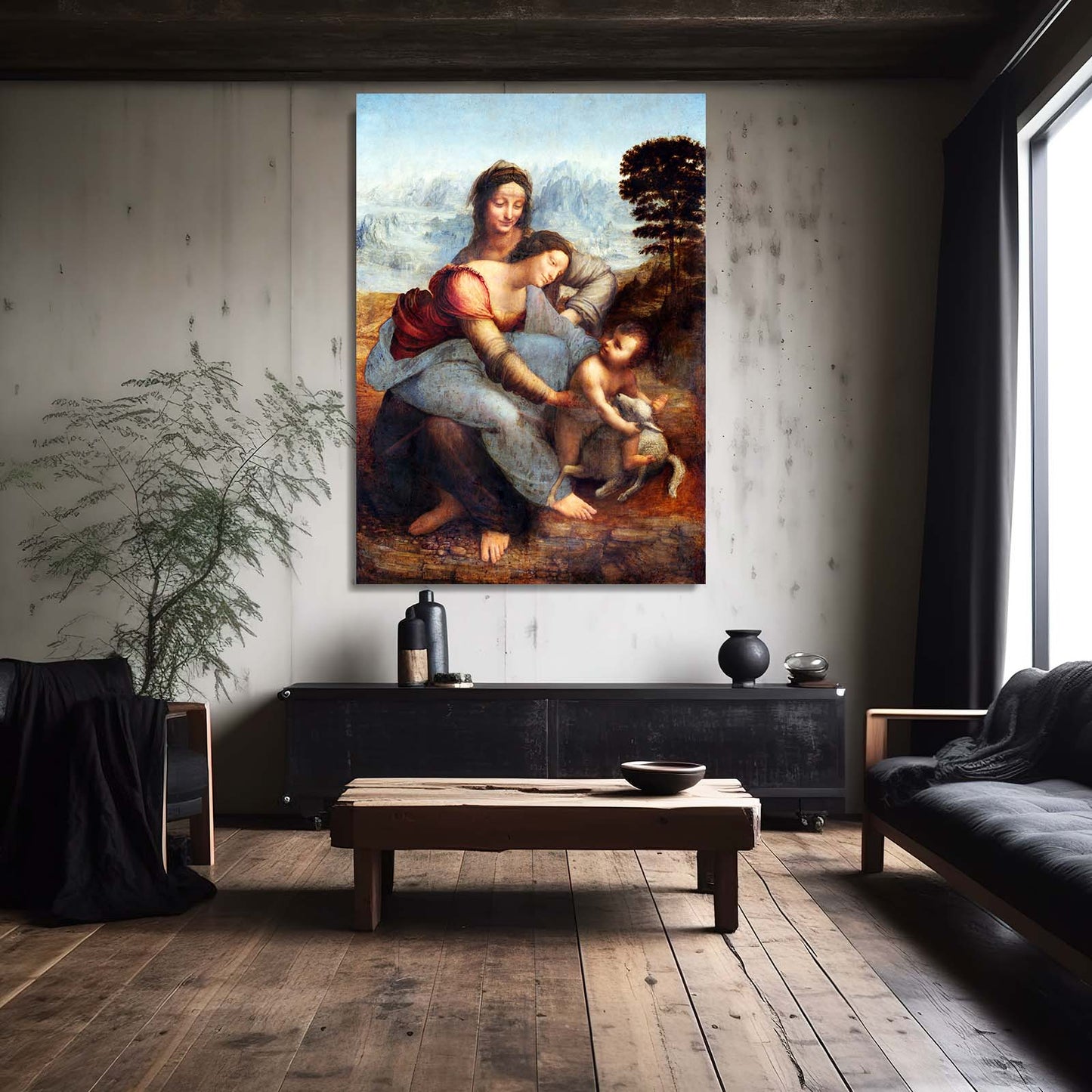 Virgin And Saint Anne Da Vinci Prints – styled in a furnished interior