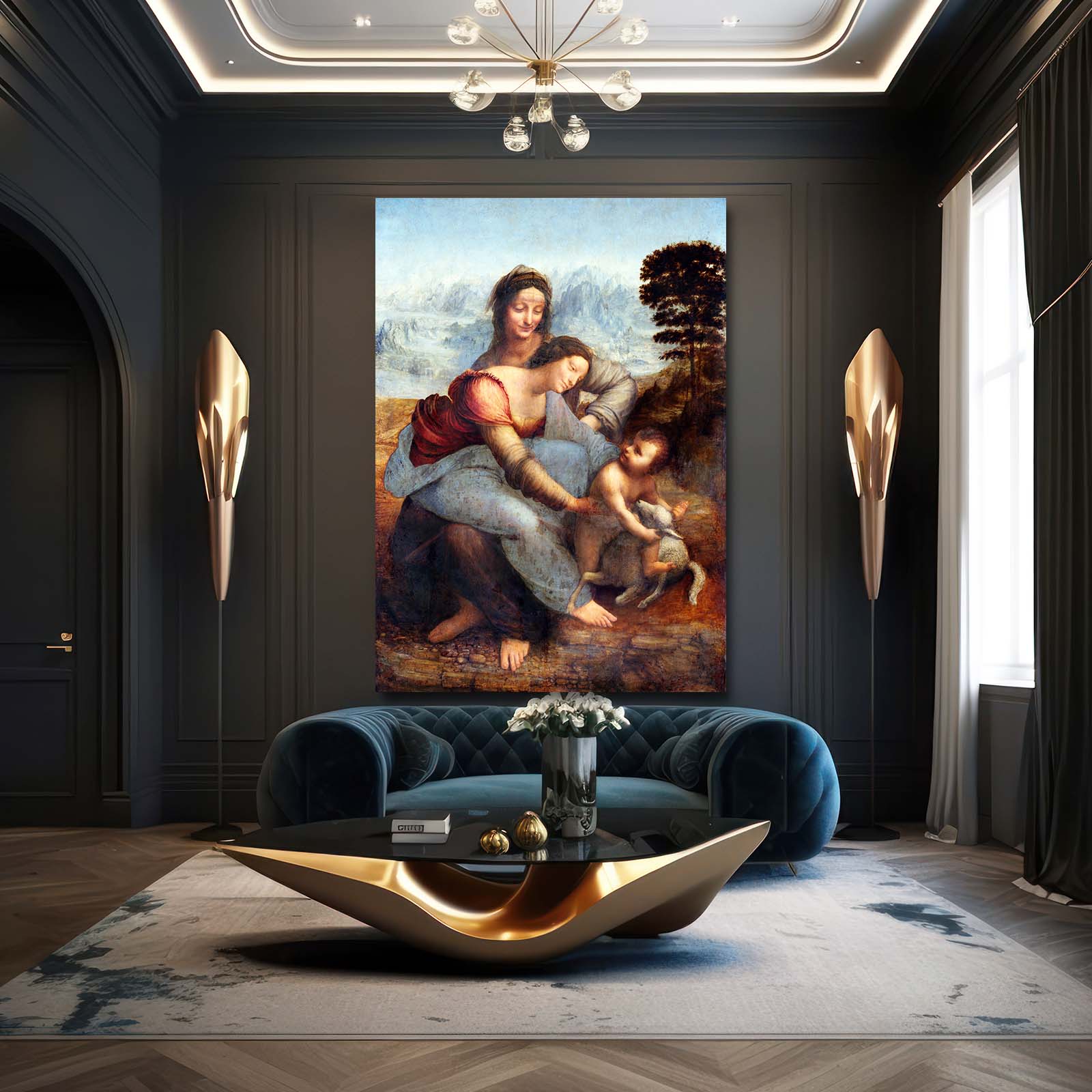 Virgin And Saint Anne Da Vinci Prints – styled in a furnished interior