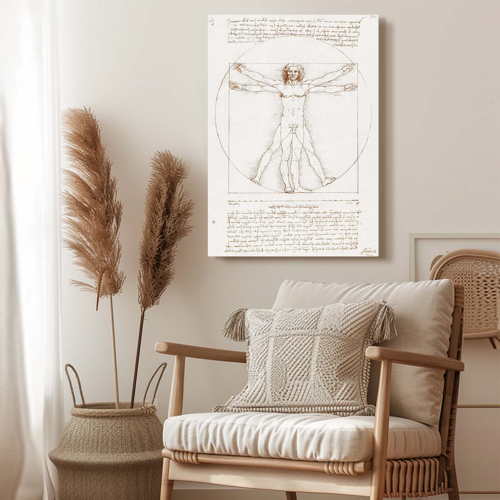Vitruvian Man Da Vinci Art – styled in a furnished interior