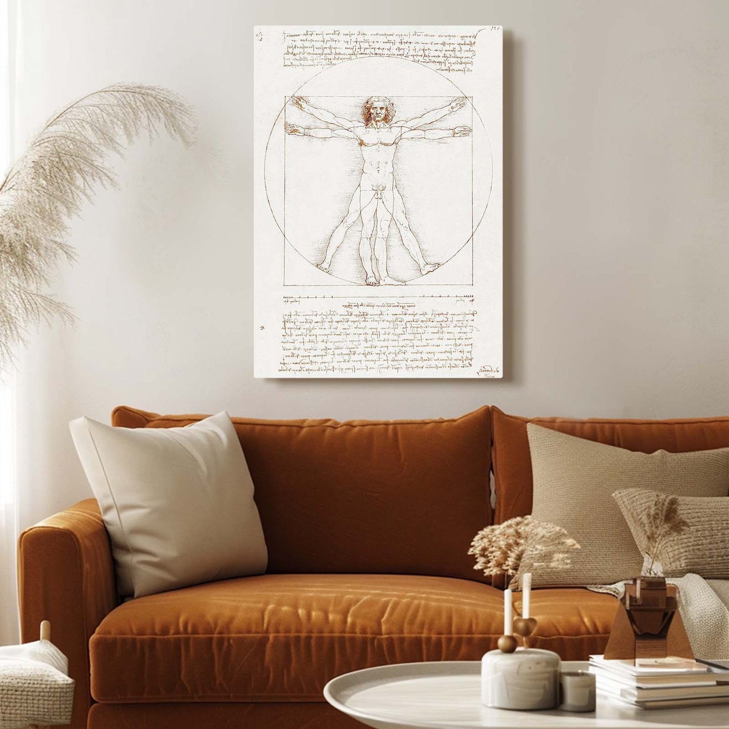 Vitruvian Man Da Vinci Art – styled in a furnished interior
