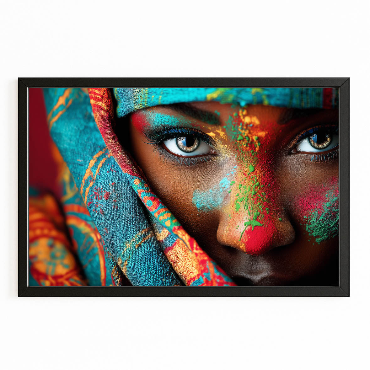 Vivid African Photography Wall Art — photography canvas print, with Premium Black frame on white background