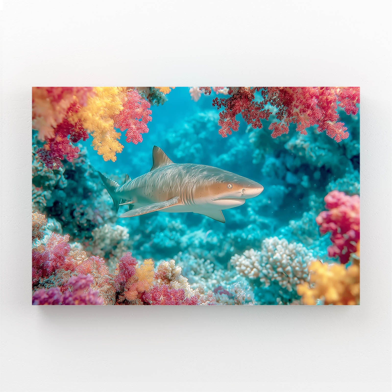 Vivid Coral Reef Shark Art – vivid coral reef shark canvas print