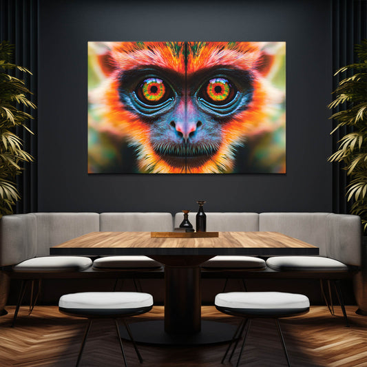 Vivid Mandrill Gaze Monkey Prints – styled in a furnished interior