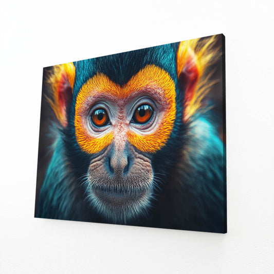 Vivid Orange Fur Monkey Canvas – angled canvas view on white background