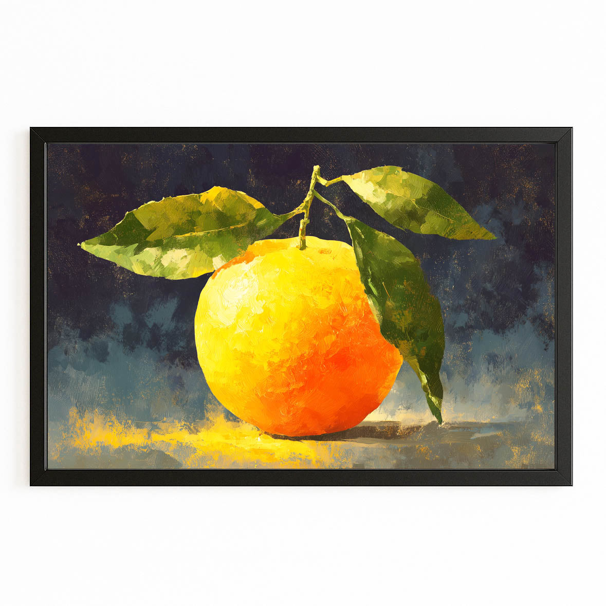 Vivid Orange Study Fruit Canvas Art – with Premium Black frame on white background