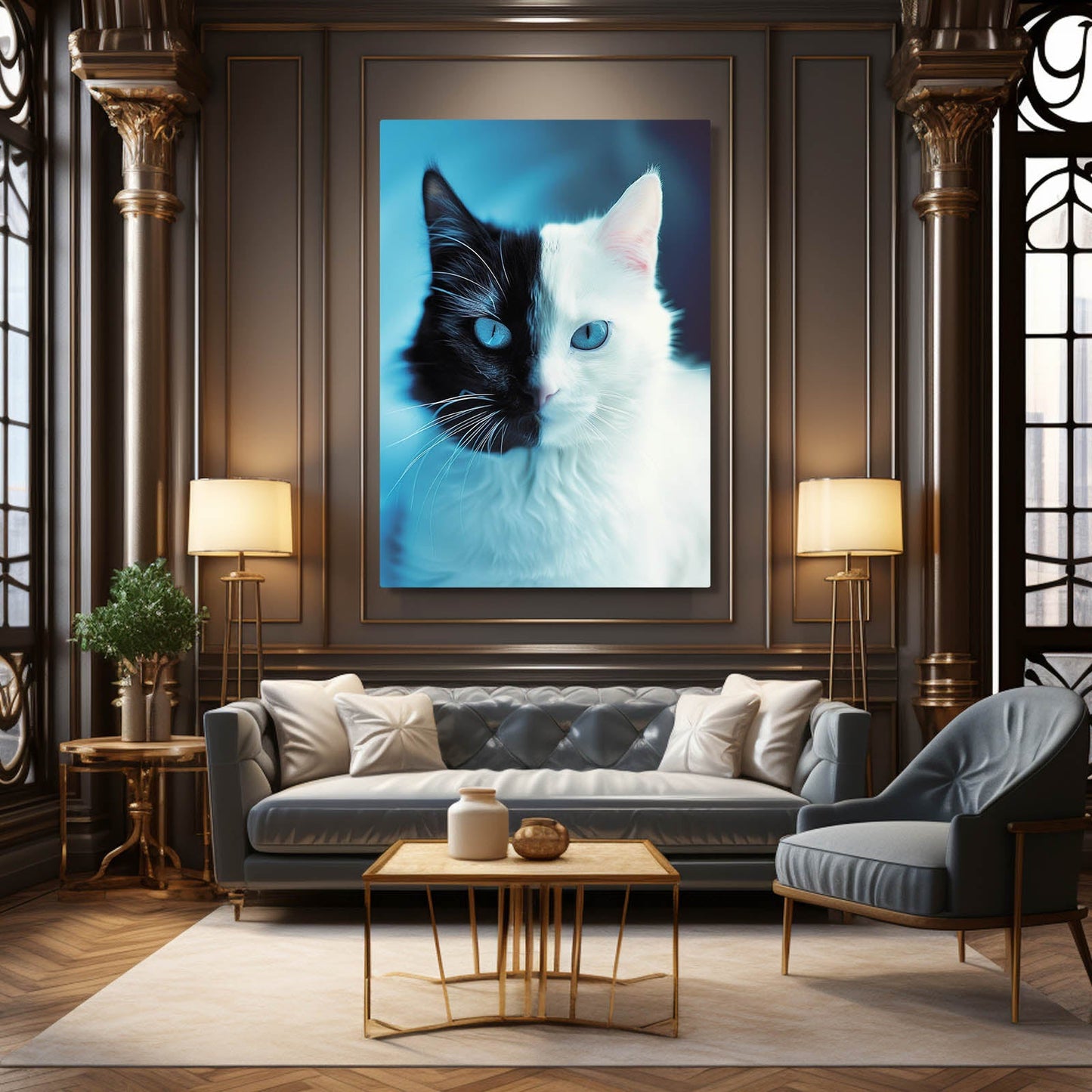 Wall Art Black And White Cat
