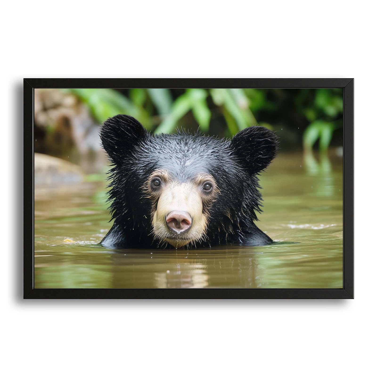 Wall Art Black Bear — contemporary canvas print in white tones, canvas print on white background