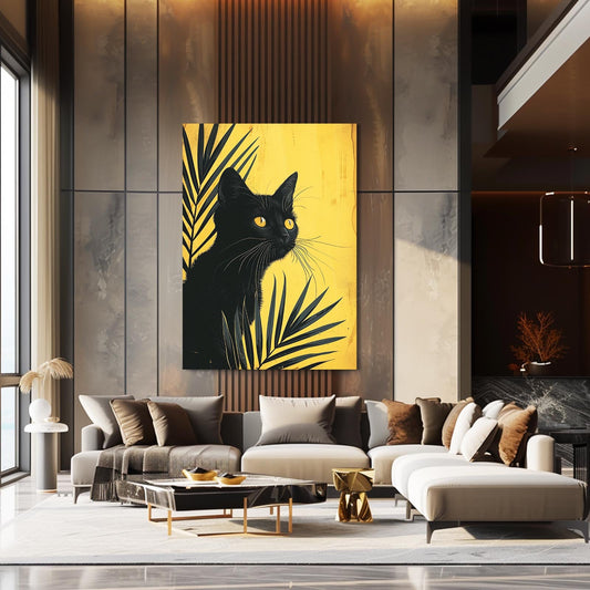 Wall Art Golden Gaze Cat — digital canvas print in orange tones, view 3