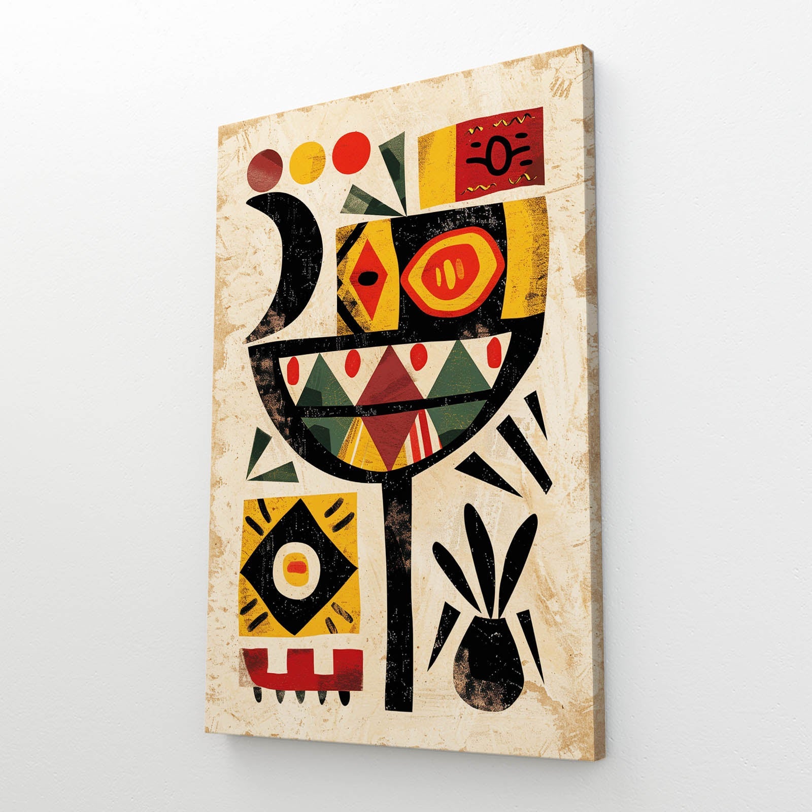 Wall Decor African Art — abstract canvas print in white tones, view 2
