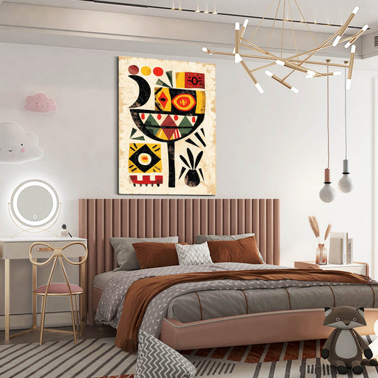 Wall Decor African Art — abstract canvas print in white tones, view 4