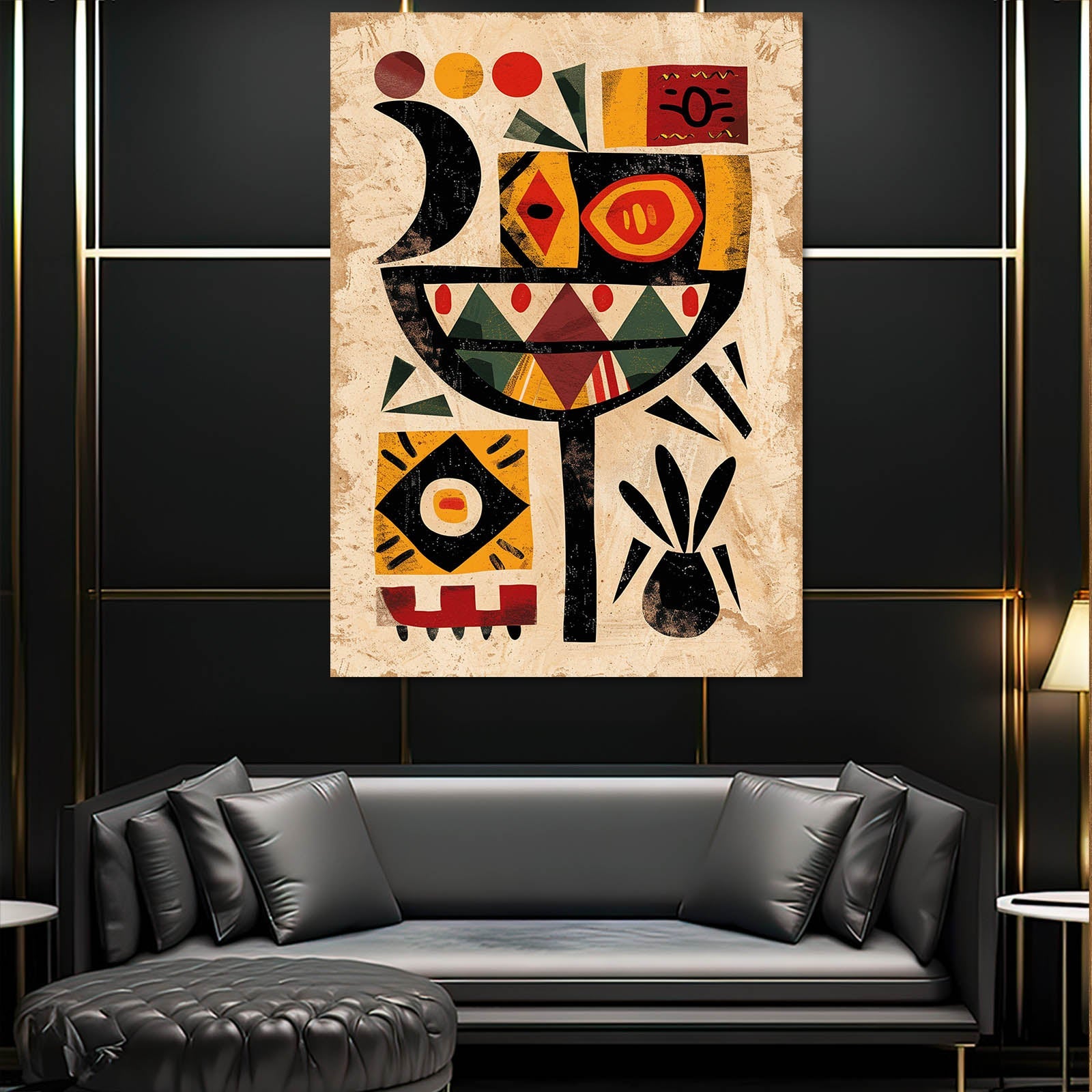 Wall Decor African Art — abstract canvas print in white tones, view 5