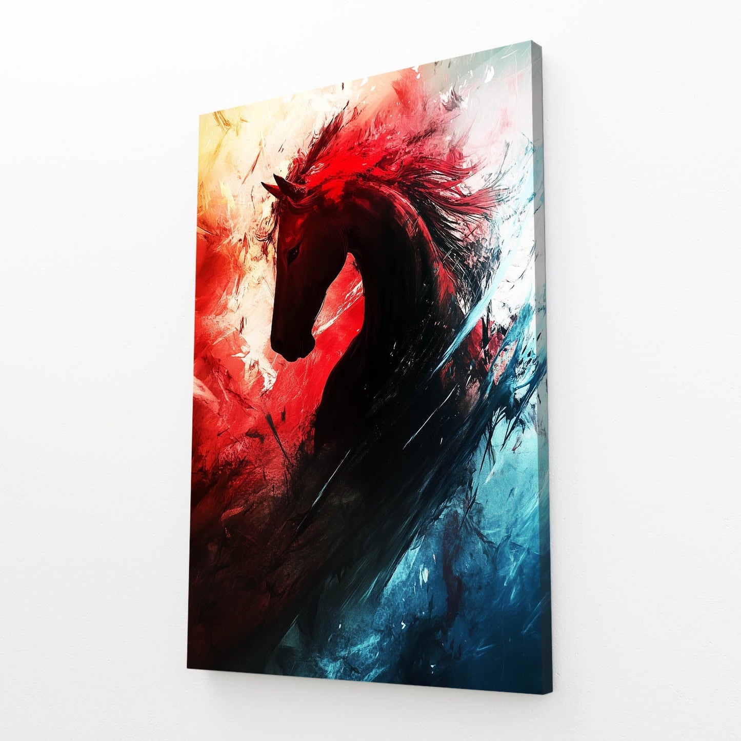 War Horse Wall Art – angled canvas view on white background
