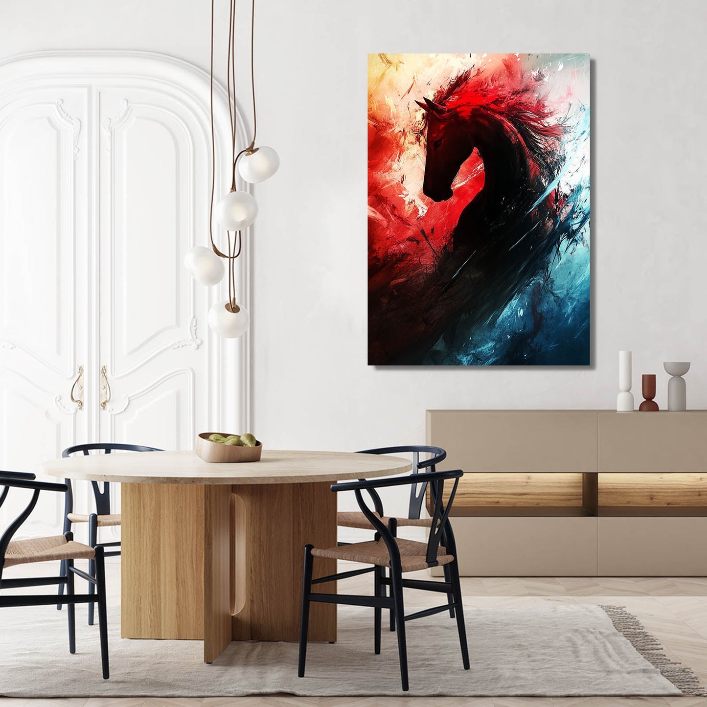 War Horse Wall Art – angled canvas view on white background