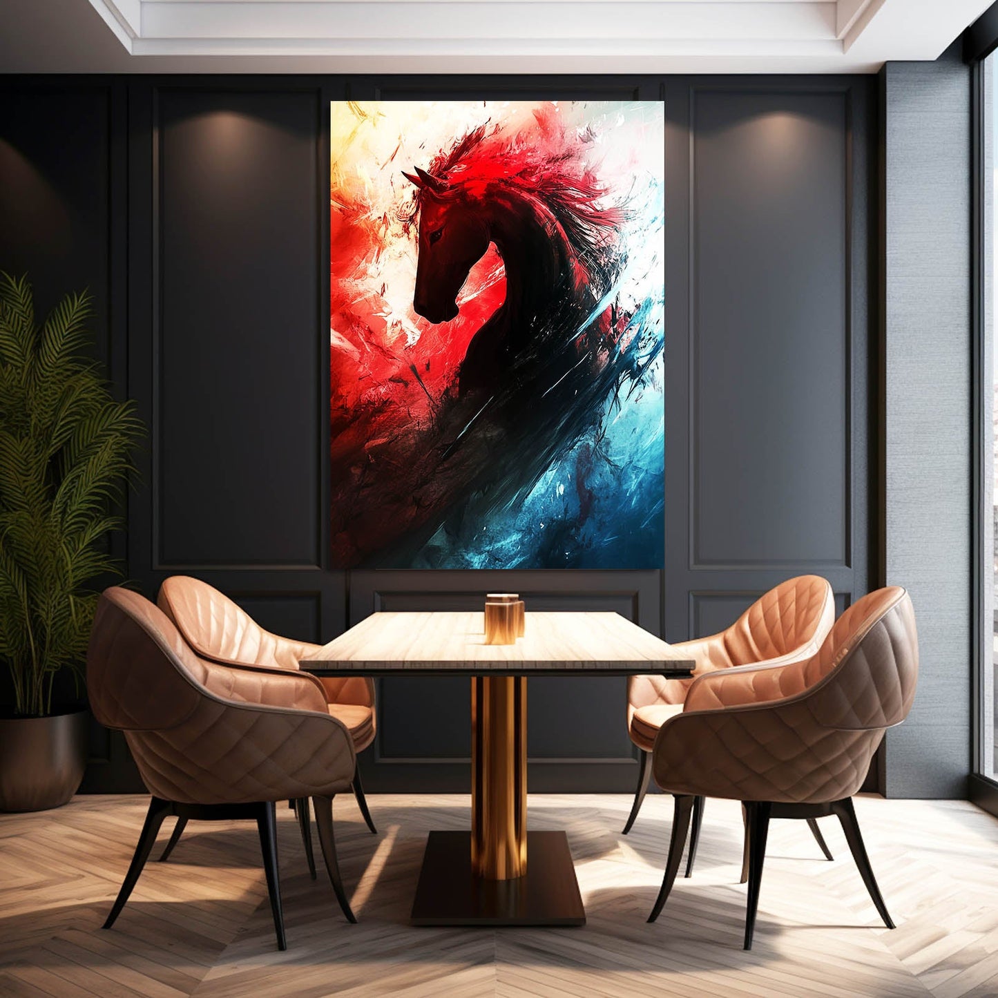 War Horse Wall Art – angled canvas view on white background