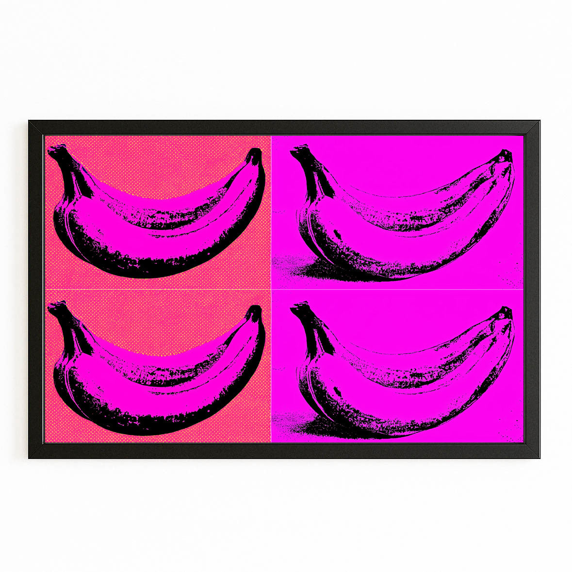 Warhol Pop Bananas Fruit Canvas – with Premium Black frame on white background