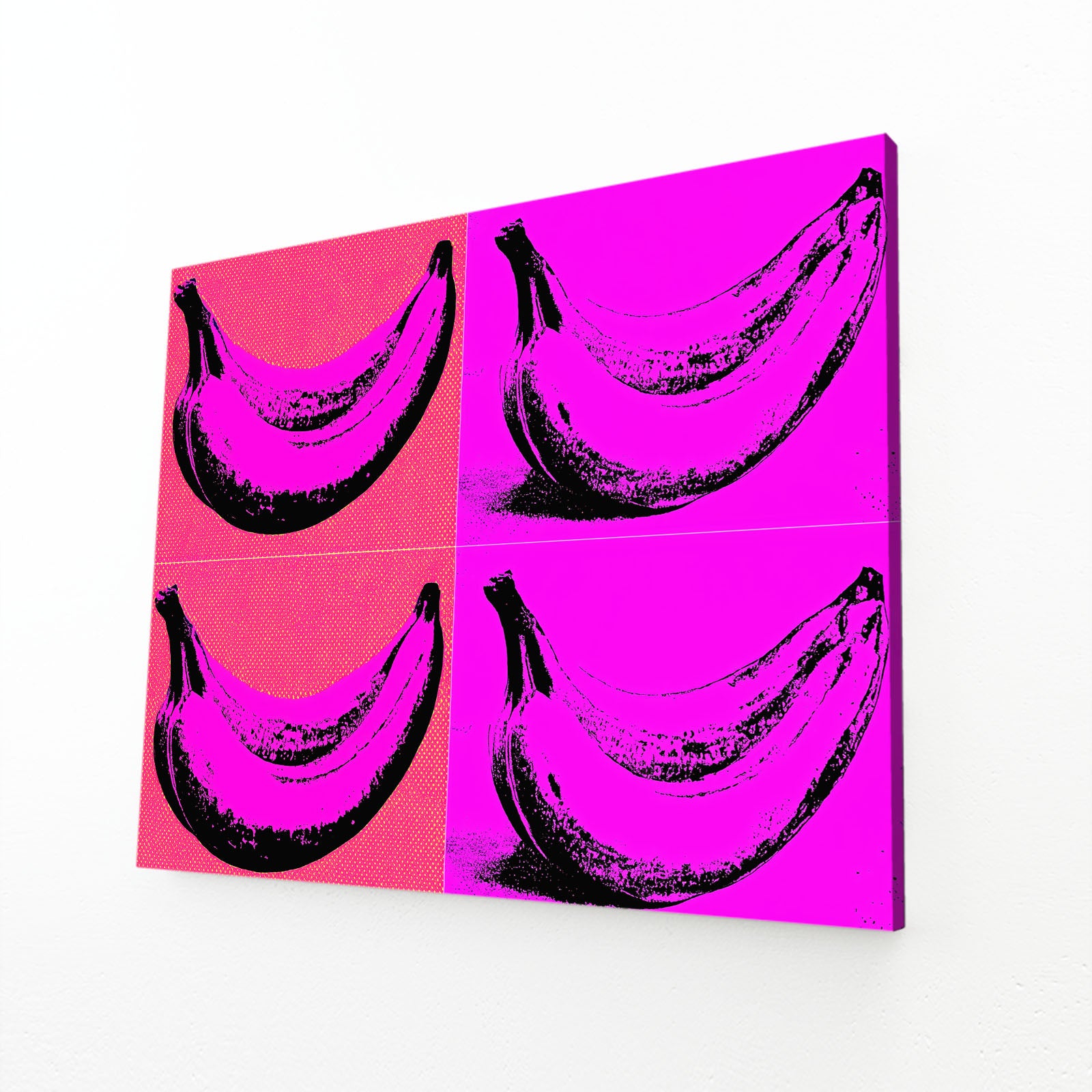 Warhol Pop Bananas Fruit Canvas – angled canvas view on white background