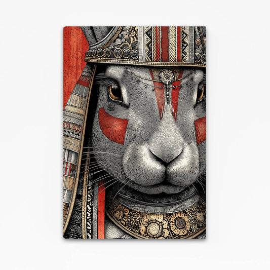 Warrior Bunny Wall Art – angled canvas view on white background
