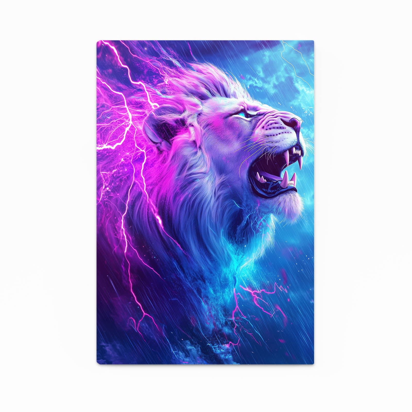 Warrior Lion Art — digital canvas print in blue tones