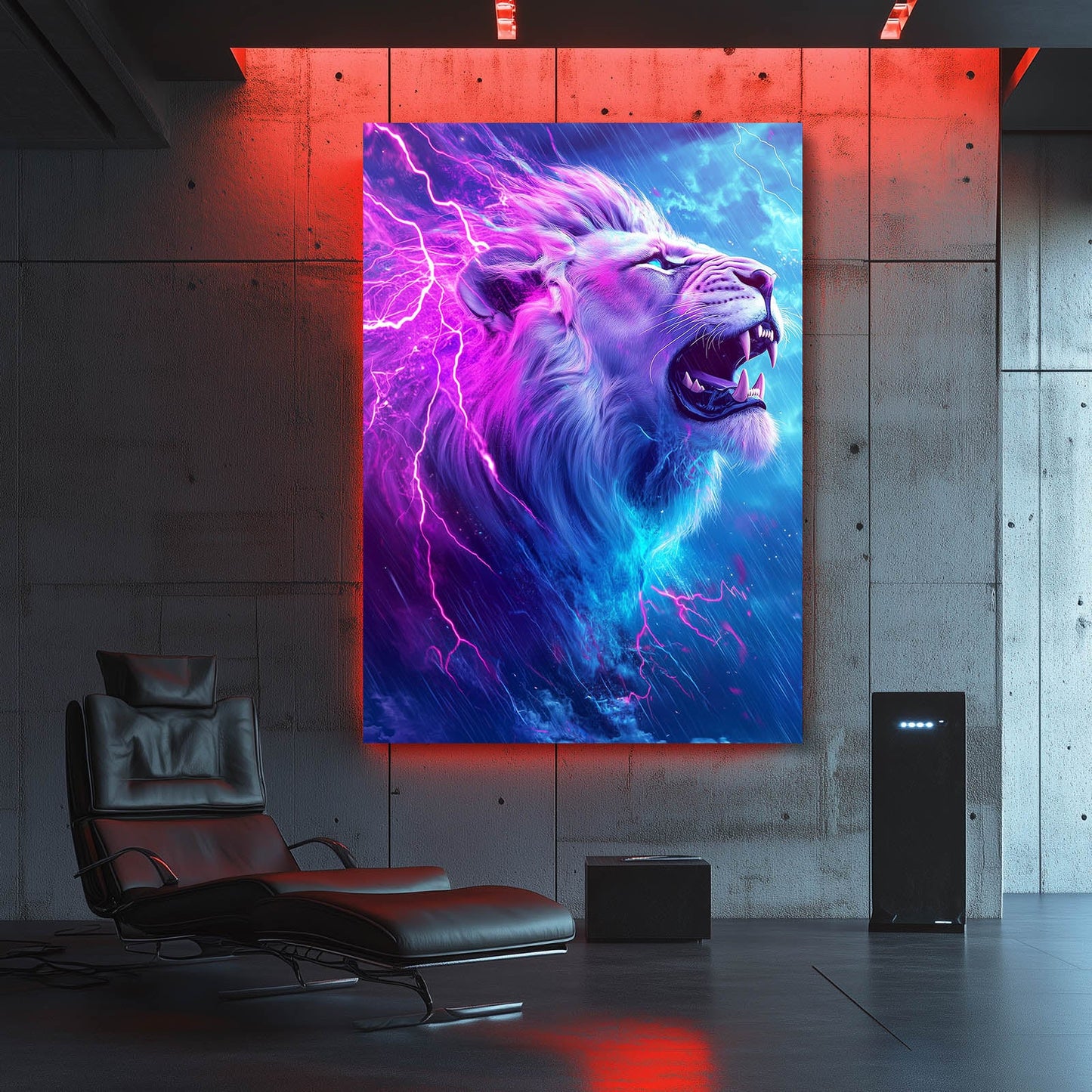Warrior Lion Art — digital canvas print in blue tones, view 4