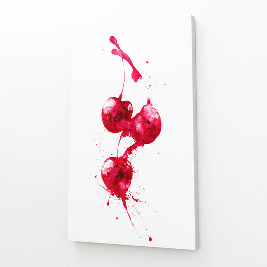Watercolor Cherry Splash Fruit Wall Decor – watercolor cherry splash fruit canvas print