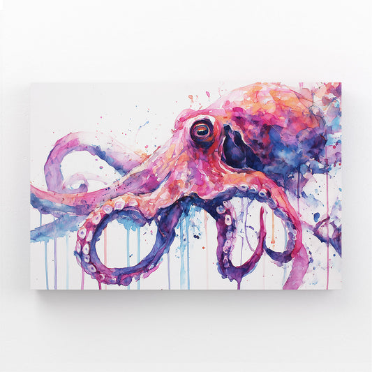 Watercolor Drip Octopus Wall Decor – watercolor drip octopus canvas print