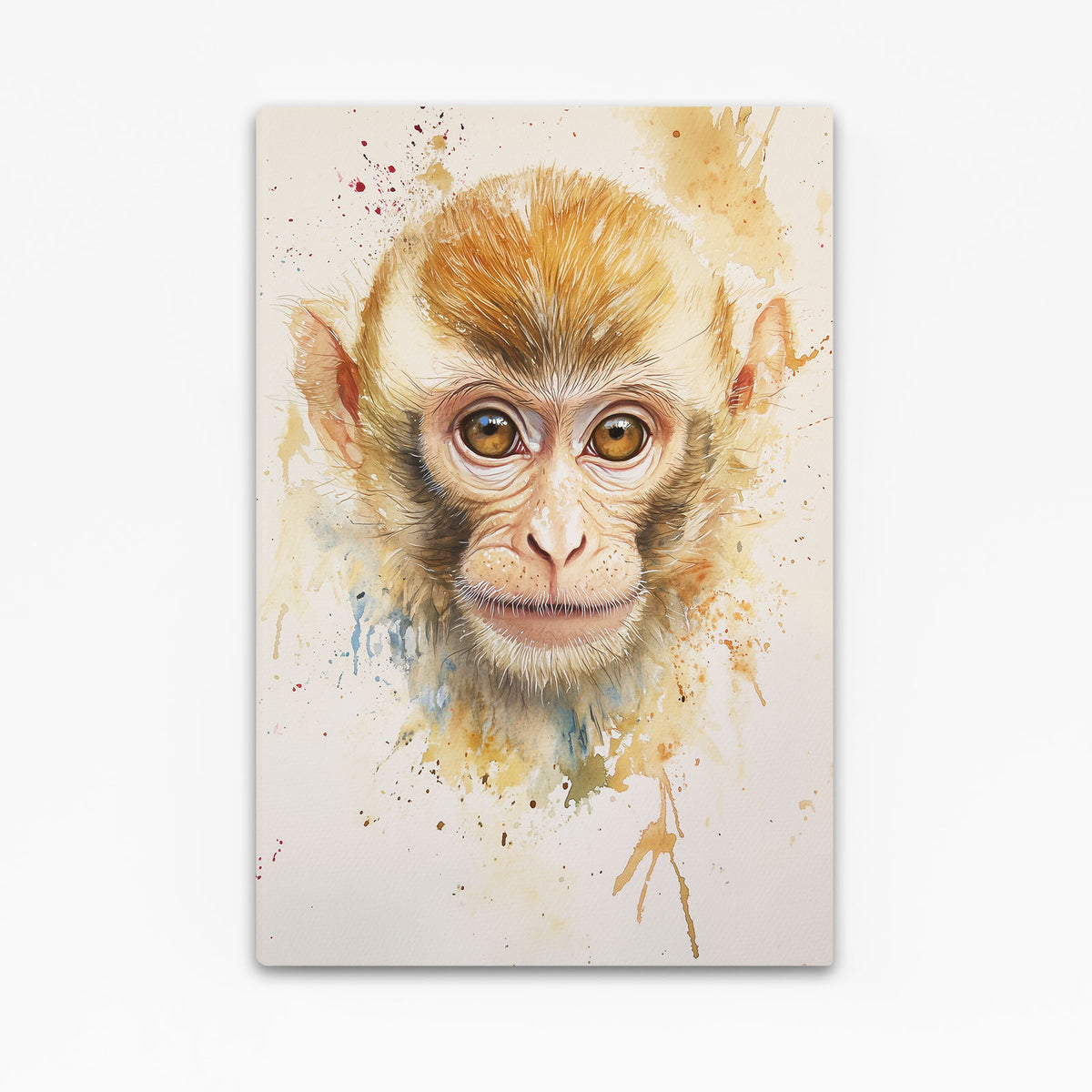 Watercolor Golden Fur Monkey Art — watercolor canvas print, canvas print on white background