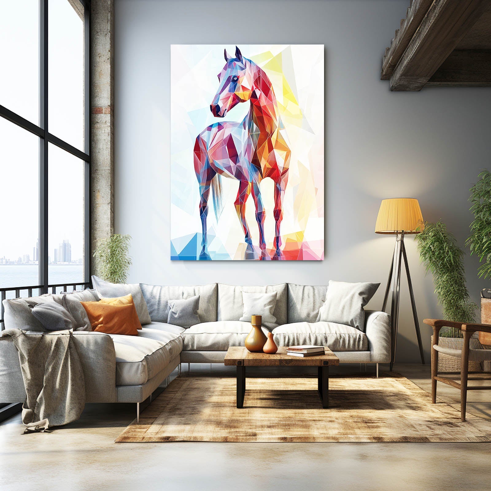 Watercolor Horse Canvas Art – angled canvas view on white background
