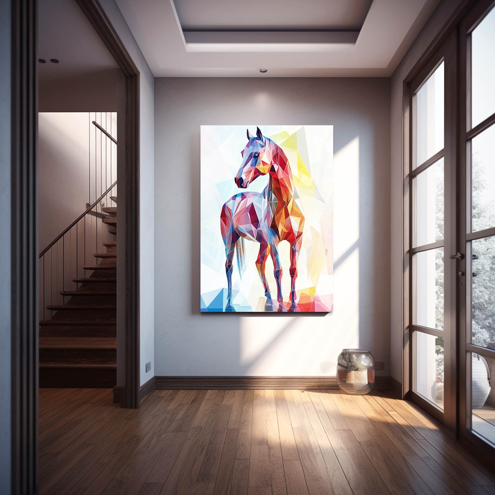 Watercolor Horse Canvas Art – angled canvas view on white background