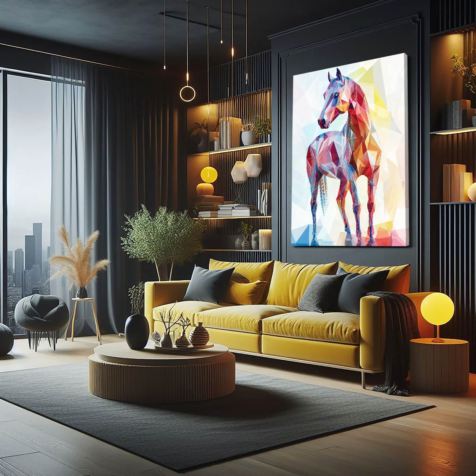 Watercolor Horse Canvas Art – angled canvas view on white background
