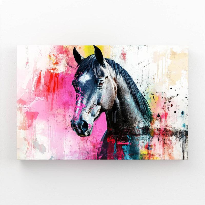 Watercolor Horse Prints – angled canvas view on white background