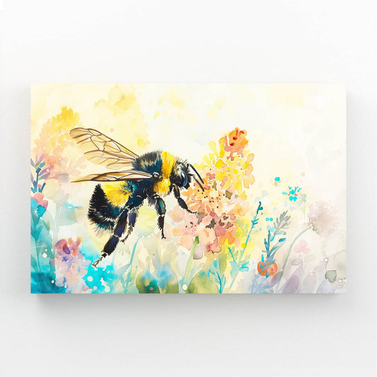 Watercolor Meadow Bee Art