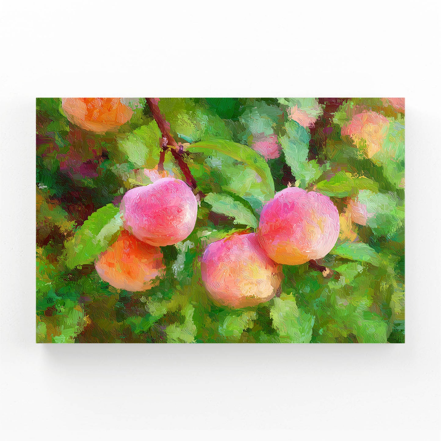 Watercolor Peach Branch Fruit Canvas Art – watercolor peach branch fruit canvas print