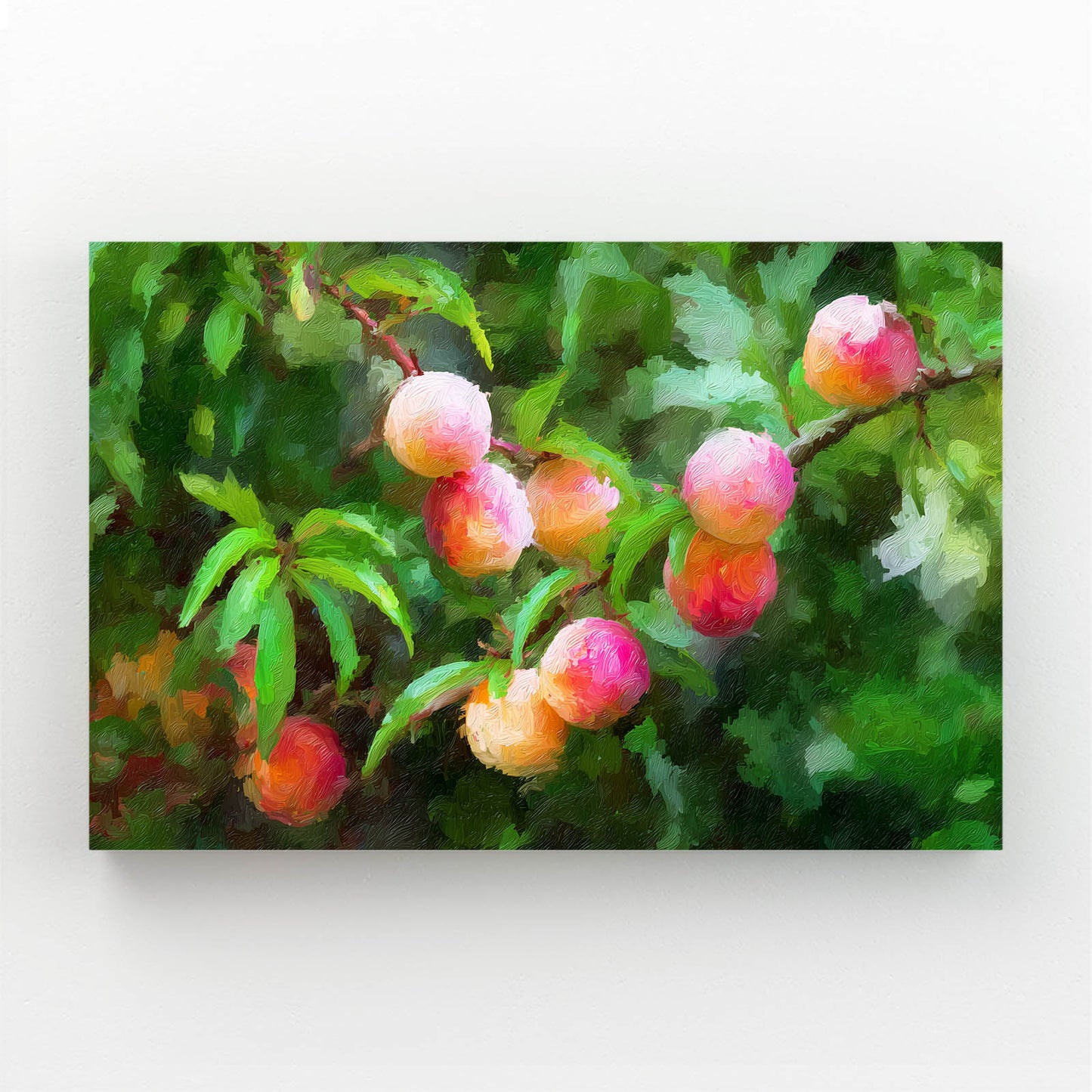 Watercolor Peach Orchard Fruit Canvas – watercolor peach orchard fruit canvas print