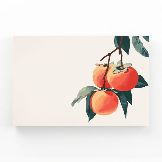 Watercolor Persimmon Branch Fruit Wall Decor – watercolor persimmon branch fruit canvas print