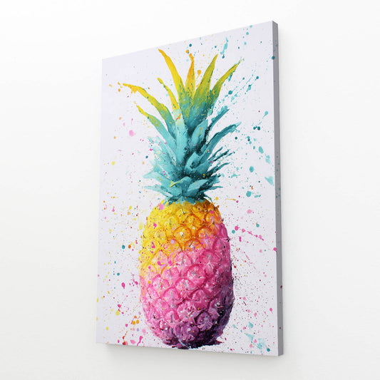 Watercolor Pineapple Fruit Canvas – angled canvas view on white background