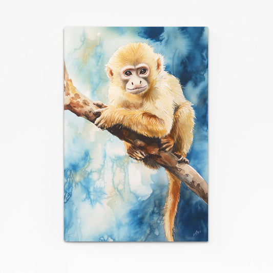 Watercolor Snow Branch Monkey Wall Art – watercolor snow branch monkey canvas print