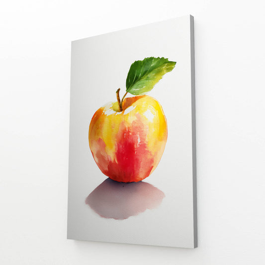 Watercolor Yellow Apple Prints – angled canvas view on white background